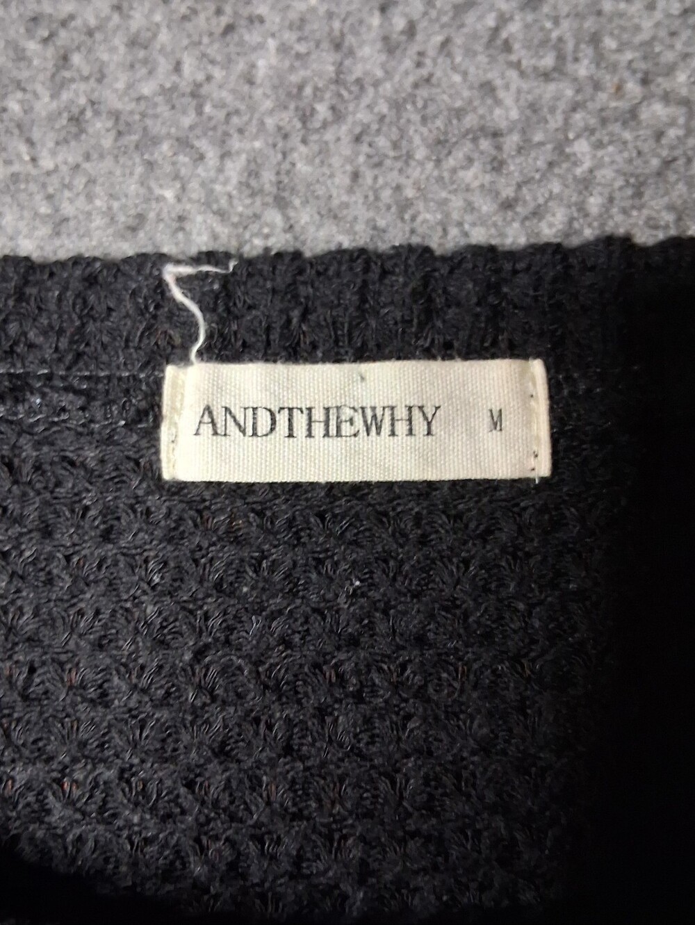 ANDTHEWHY Women's Black Leopard Waffle Knit Colorblock Long Sleeve Top M - Picture 2 of 11